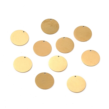 Ion Plating(IP) 304 Stainless Steel Pendants, Double Side Drawbench, Stamping Blank Tag, Flat Round, Golden, 20x1mm, Hole: 1.4mm