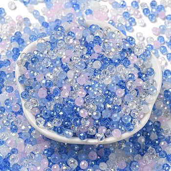 Glass Beads, Faceted, Rondelle, Royal Blue, 4x3mm, Hole: 0.4mm, about 820pcs/60g