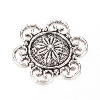 Tibetan Style Alloy Cabochons, Flower, Cadmium Free & Lead Free, Antique Silver, 30x27x4mm, about 345pcs/1000g