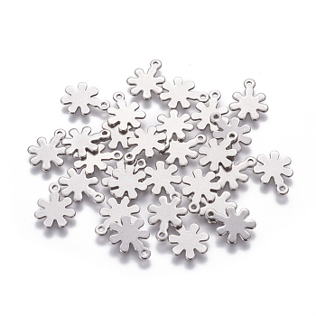 201 Stainless Steel Charms, Flower, Stainless Steel Color, 13x10.5x0.8mm, Hole: 1mm
