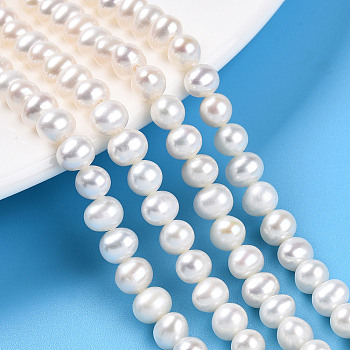 Natural Cultured Freshwater Pearl Beads Strands, Potato, Creamy White, 4.5~5x5.5~6x5~5.5mm, Hole: 0.6mm, about 73~74pcs/strand, 14.57~14.80''(37~37.6cm)