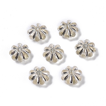 Acrylic Beads, Silver Metal Enlaced, Flower, Wheat, 6.5x6.5x3.5mm, Hole: 1.6mm, about 6250pcs/500g