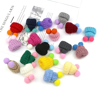 Mini Pet Woolen Yarn Hat, DIY Jewelry Earring Hair Accessories Doll Craft Supplies, Mixed Color, 43x35mm