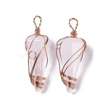 Rose Gold Cone Quartz Crystal Big Pendants