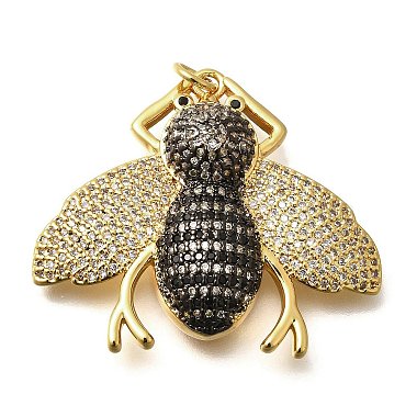 Real 18K Gold Plated Clear Bees Brass+Cubic Zirconia Pendants