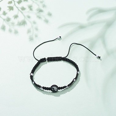 Polymer Clay Yin Yang & Acrylic Braided Bead Bracelet(BJEW-JB08608)-2