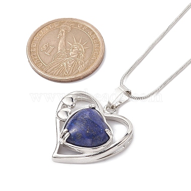 Heart Shaped & Hollow Out Natural Gemstone Pendant Necklaces(NJEW-JN04594)-3