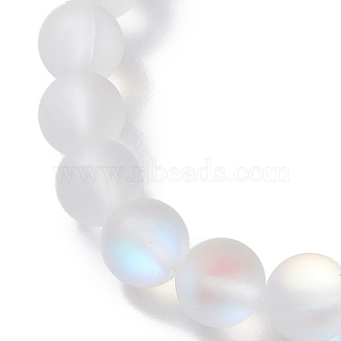 8mm Round Dyed Synthetic Moonstone Beaded Stretch Bracelets(BJEW-JB10306)-5