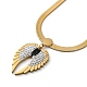 Rhinestone Wings Pendant Necklace with 304 Stainless Steel Herringbone Chains(NJEW-C022-02G)-1