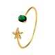 Starfish Rack Plating Brass Cuff Bracelets for Women(BJEW-M040-04G)-1