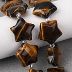 Natural Tiger Eye Beads Strands, Star, with Seed Beads, 15~15.5x16~16.5x6.5~7mm, Hole: 1.4mm, about 25pcs/strand, 15.75''~16.14''(40~41cm)(G-K359-E09)