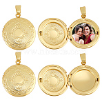 6Pcs Brass Locket Pendants, Photo Frame Pendants for Necklaces, Long-Lasting Plated, Flat Round, Real 18K Gold Plated, 23x20x5.5mm, Hole: 5.5x4mm, 14mm Inner Diameter(KK-BBC0015-48)