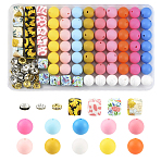 DIY Beads Kits, 72Pcs 14 Colors, Silicone Beads, 30Pcs 3 Colors Alloy Rhinestone Spacer Beads, Mixed Color, 14~15mm(FIND-YW0012-21)