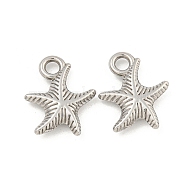 Non-Tarnish 304 Stainless Steel Pendants, Starfish Charm, Stainless Steel Color, 16x13x3mm, Hole: 2.5mm(STAS-I307-543P)