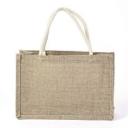 Jute Portable Shopping Bag, Reusable Grocery Bag Shopping Tote Bag, Tan, 21x31.5cm(ABAG-O004-02E)
