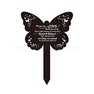 Acrylic Garden Stake, Ground Insert Decor, for Yard, Lawn, Garden Decoration, Butterfly with Memorial Words, Heart Pattern, 205x145mm(AJEW-WH0364-002)