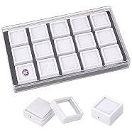 15Pcs Mini Square Acrylic Glass Window Boxes Sets, with Sponge Inside and Rectangle Storage Boxes, for Loose Diamond Storage, White, Square: 2.9x2.9x1.75cm, Rectangle: 17.9x10.9x2.5cm(CON-WH0088-43B)