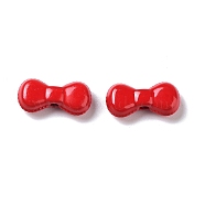 Spray Painted Alloy Beads, Bowknot, Crimson, 6x12x3.5mm, Hole: 1.4mm(PALLOY-H134-41)