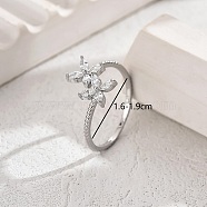 Flower Design Ladies Ring for Daily Wear, Dating and Vacation, Platinum, Inner Diameter: 16mm(EU5480-2)