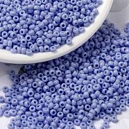 MIYUKI Round Rocailles Beads, Japanese Seed Beads, 8/0, (RR494) Opaque Agate Blue, 8/0, 3mm, Hole: 1mm, about 19000~20500pcs/pound(SEED-G008-RR0494)