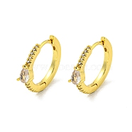 Brass Micro Pave Cubic Zirconia Hoop Earring, Real 18K Gold Plated, Clear, 16x4mm(EJEW-C088-24G-01)