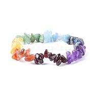 Chakra Gemstone Stretch Bracelets, with Crystal Threads, Inner Diameter: 2-1/8 inch(5.5cm)(BJEW-JB02288-01)