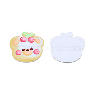 Printed Acrylic Cabochons, Rubberized Style, Bear, Champagne Yellow, 37x38x2mm(OACR-N135-84)