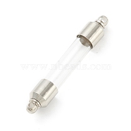 Transparent Glass Vial Pendant Normal Link Connectors, Straight Tube Openable Wish Bottle with Brass & Alloy Findings for Jewelry Making, Platinum, 47x8.5mm, Hole: 1.8mm(GLAA-D004-03P-01)