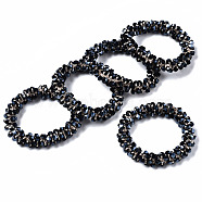 Faceted Glass Beads Stretch Bracelets, Torsade Bracelets, Pearl Luster Plated, Bicone, Prussian Blue, Inner Diameter: 1-5/8 inch(4cm)(BJEW-S144-001A-02)