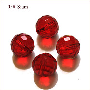 K9 Glass, Imitation Austrian Crystal Beads, Grade AAA, Faceted, Round, Dark Red, 6mm, Hole: 0.7~0.9mm(SWAR-F073-6mm-05)