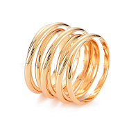 Brass Rings for Women, Wire Wrap Wide Band, Nickel Free, Real 18K Gold Plated, US Size 7 1/4(17.5mm)(KK-S356-573-NF)