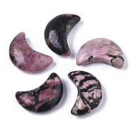 Moon Shape Natural Rhodonite Healing Crystal Pocket Palm Stones, for Chakra Balancing, Jewelry Making, Home Decoration, 30x20.5x9.5mm(G-T132-001F)