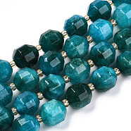 Natural Dolomite Beads Strands, Faceted, Dyed, Round, Dark Cyan, 10.5x9.5mm, Hole: 1.2mm, about 31pcs/strand, 15.04 inch~15.35 inch(38.2cm~39cm)(G-T131-85B-16)