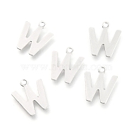 201 Stainless Steel Charms, Alphabet, Letter.W, 12x10.1x0.6mm, Hole: 1.4mm(X-STAS-C021-06P-W)