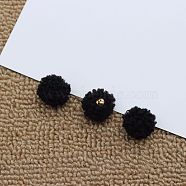 Fibre Pendants, with Golden Plated Alloy Finding, for DIY Jewelry, Earrings, Round, Black, 17~17.5x14.5mm, Hole: 1.5mm(DIY-TAC0007-45E)