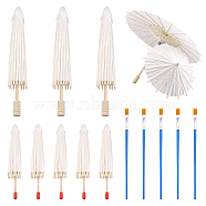 CHGCRAFT 14Pcs 3 Styles DIY Blank Craft Paper Umbrella, with Wood Handle, with Plastic Paint Brushes Pens, Mixed Color, 154~220x19~29mm(DIY-CA0003-55)
