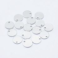 Brass Charms, Long-Lasting Plated, Real Platinum Plated, Nickel Free, Flat Round, 10x1mm, Hole: 1mm(X-KK-G331-93P-NF)