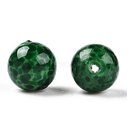 Handmade Normal Lampwork Beads, Round with Fleck, Green, 10mm, Hole: 1.2~1.6mm(LAMP-N024-08A-01)