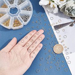 304 Stainless Steel Open Jump Rings, Round, Golden & Stainless Steel Color, 4~8x0.8~1mm, Inner Diameter: 2.5~6.4mm, 800pcs/box(STAS-UN0017-94P)