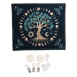Tree of Life Flower Sun Moon Hippie Tapestries, Polyester Bohemian Mandala Wall Hanging Tapestry, for Bedroom Living Room Decoration, Rectangle, Tree of Life Pattern, 1300x1500mm(MAND-PW0001-26B)