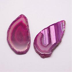 Natural Agate Pendants, Dyed & Heated, Nuggets, Magenta, 55~105x42~61x5~8mm, Hole: 2mm(G-F390-02E)