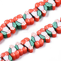 Handmade Polymer Clay Beads, Cherry, Tomato, 9~10.5x5.5~7.5x4~4.5mm, Hole: 1.6mm, about 40pcs/strand, 10.16 inch(25.8cm)(CLAY-R069-01A-01)