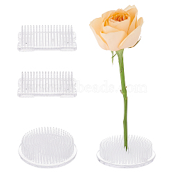 4Pcs 2 Style Transparent Plastic Flower Pin Frogs, Flower Arranger, Ikebana Kenzan, with Suction Cups, Round/Rectangle, Clear, 69~70x31~69x20~22mm, 2pcs/style(FIND-BC0004-57)