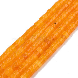 Natural White Jade Beads Strands, Dyed, Heishi Beads, Flat Round/Disc, Orange, 4x2mm, Hole: 1mm, about 169~171pcs/strand, 15.08 inch~15.28 inch(38.3~38.8cm)(X-G-N326-146-A07)