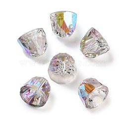 Electroplate Glass Beads, Half Rainbow Plated, Bell, Faceted, Silver, 10.5x9mm, Hole: 1.2mm, 100pcs/set(EGLA-H105-01A-HR01)