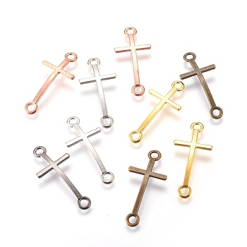 Alloy Links connectors, Cadmium Free & Lead Free, Sideways Cross, Mixed Color, 39x17x2mm, Hole: 3mm