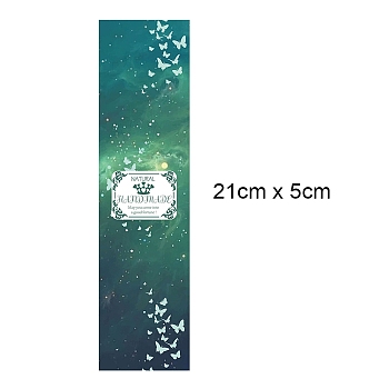 Starry Sky Theeme Handmade Soap Paper Tag, Both Sides Coated Art Paper Tape with Tectorial Membrane, for Soap Packaging, Rectangle with Word Natural HANDMADE May you come into a good fortune!, Sea Green, 210x50mm