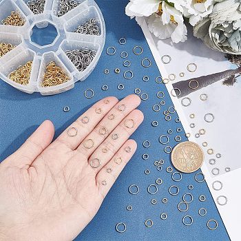 304 Stainless Steel Open Jump Rings, Round, Golden & Stainless Steel Color, 4~8x0.8~1mm, Inner Diameter: 2.5~6.4mm, 800pcs/box