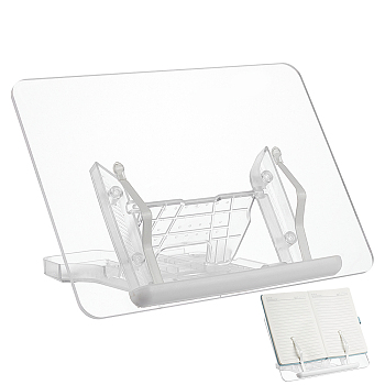 Assembled Tabletop Acrylic Bookshelf Stand, Book Display Easel for Books, Magazines, Tablet, Clear, 19.9x28.05x3.5cm