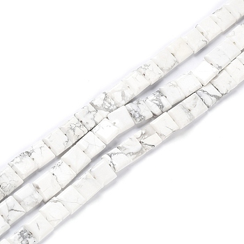 Natural Howlite Beads Strands, Square, 10x10x4mm, Hole: 0.9mm, about 39pcs/strand, 15.43''~15.55''(39.2~39.5cm)